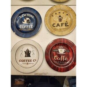 Sakura Coffee Themed Dessert Plates Lot of 4 Decorative Café Or Wall Art